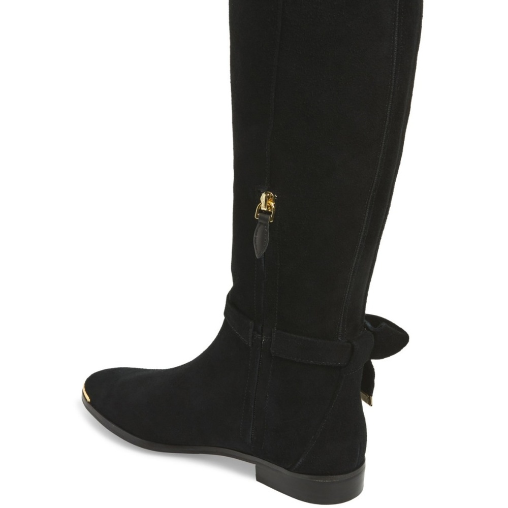 Designer NEW Boots Tall Riding Suede Leather OrthoLite Comfort BLACK 10 - Picture 4 of 13